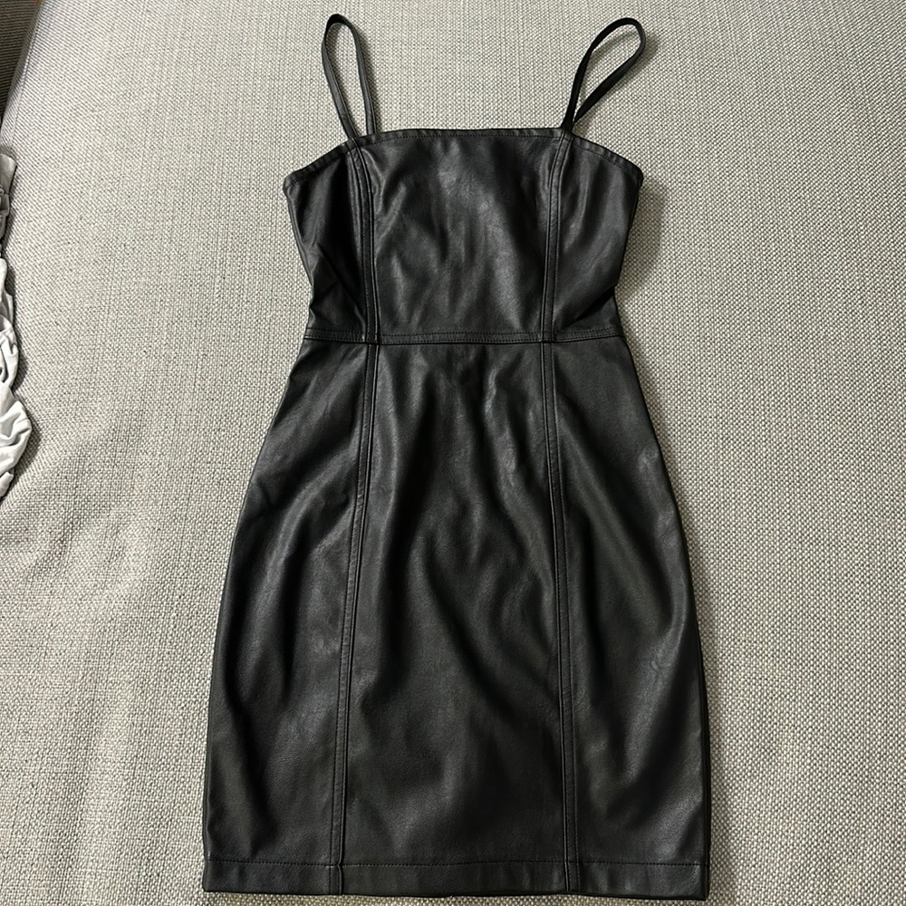 H&M leather bodycon dress - black